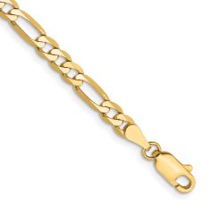 10k Yellow Gold 4mm Flat Figaro Chain Necklace