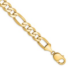 10k Yellow Gold 10mm Flat Figaro Chain Necklace