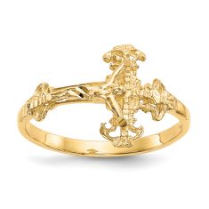 10k Yellow Gold Diamond-Cut Crucifix Ring
