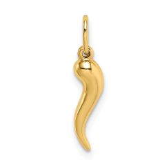 10k Yellow Gold Italian Horn Pendant, 18mm 1