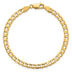 10k Yellow Gold 4.5mm Open Concave Curb Chain Bracelet
