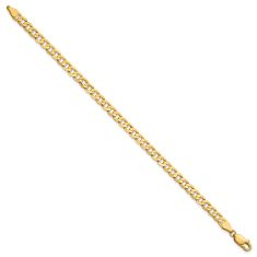 10k Yellow Gold 4.5mm Open Concave Curb Chain Bracelet