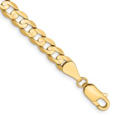 10k Yellow Gold 5.25mm Open Concave Curb Chain Necklace