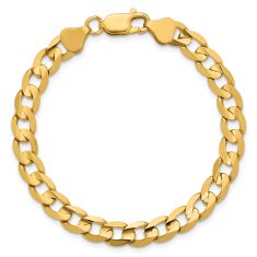 10k Yellow Gold 6.75mm Open Concave Curb Chain Bracelet