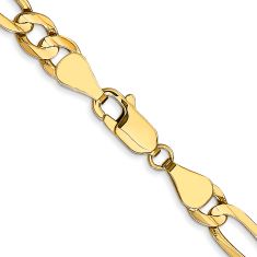 10k Yellow Gold 5.5mm Concave Open Figaro Chain Necklace