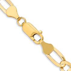 10k Yellow Gold 6mm Concave Open Figaro Chain Necklace
