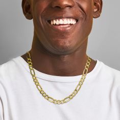 10k Yellow Gold 6mm Concave Open Figaro Chain Necklace