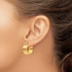 10k Yellow Gold Hoop Earrings, 15mm