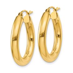 10k Yellow Gold Tube Hoop Earrings, 35mm