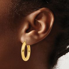 10k Yellow Gold Tube Hoop Earrings, 35mm