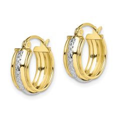 Two-Tone Diamond-Cut Small Hoop Earrings, 15mm