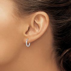 10k White Gold Twisted Hoop Earrings, 13mm