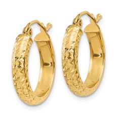 10k Yellow Gold Diamond-Cut Hoop Earrings, 17mm