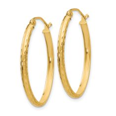 10k Yellow Gold Diamond-Cut Oval Hoop Earrings, 29mm