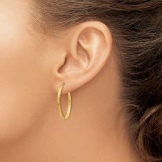 10k Yellow Gold Diamond-Cut Oval Hoop Earrings, 29mm