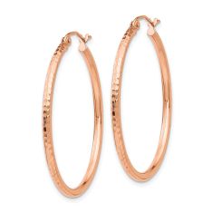 10k Rose Gold Diamond-Cut Tube Hoop Earrings, 35mm