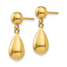 10k Yellow Gold Teardrop Stud Drop Earrings