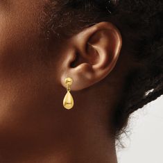 10k Yellow Gold Teardrop Stud Drop Earrings