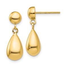 10k Yellow Gold Teardrop Stud Drop Earrings