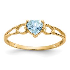Heart Aquamarine 10k Yellow Gold Ring