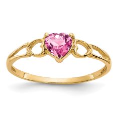 Heart Pink Tourmaline 10k Yellow Gold Ring