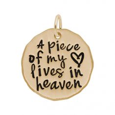 10k Yellow Gold A Piece Of My Heart Lives In Heaven Flat Charm Tag