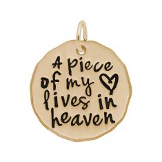10k Yellow Gold A Piece Of My Heart Lives In Heaven Flat Charm Tag