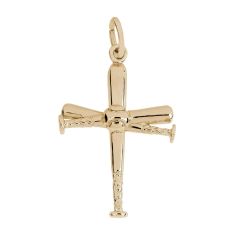 10k Yellow Gold Baseball Bat Cross Flat Charm