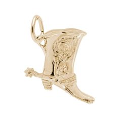 10k Yellow Gold Cowboy Boot with Spur 3D Charm