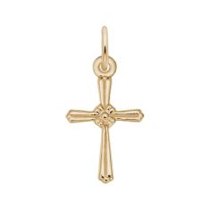 10k Yellow Gold Cross Accent Flat Charm