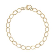 10k Yellow Gold Dapped Curb Link Classic Charm Bracelet