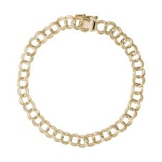 10k Yellow Gold Double Link Curb Classic Charm Bracelet