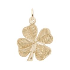 10k Yellow Gold Four Leaf Clover 2D Charm