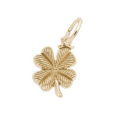 10k Yellow Gold Four Leaf Clover Accent 2D Charm
