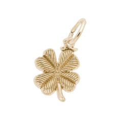 10k Yellow Gold Four Leaf Clover Accent 2D Charm