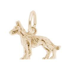 10k Yellow Gold German Shepherd Dog 3D Charm