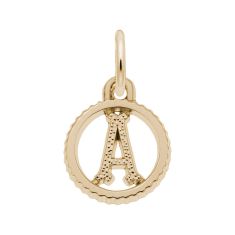 10k Yellow Gold Initial A Small Open Disc Flat Charm