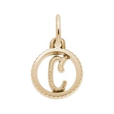 10k Yellow Gold Initial C Small Open Disc Flat Charm