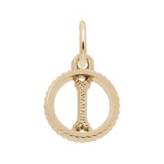 10k Yellow Gold Initial I Small Open Disc Flat Charm