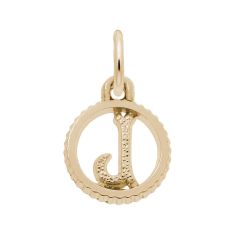 10k Yellow Gold Initial J Small Open Disc Flat Charm