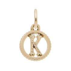 10k Yellow Gold Initial K Small Open Disc Flat Charm