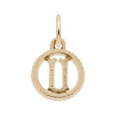 image of 10k Yellow Gold Initial U Small Open Disc Flat Charm with sku:10419003021