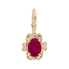 10k Yellow Gold July Birthstone Flat Charm