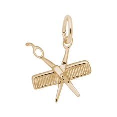 10k Yellow Gold Small Comb & Scissors 3D Charm