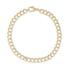 10k Yellow Gold Small Double Link Dapped Curb Classic Charm Bracelet