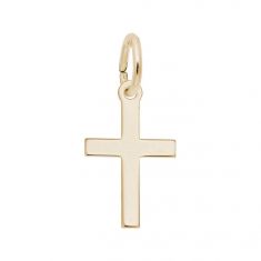 10k Yellow Gold Small Plain Cross Flat Charm