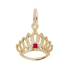 10k Yellow Gold Tiara with July Stone 3D Charm