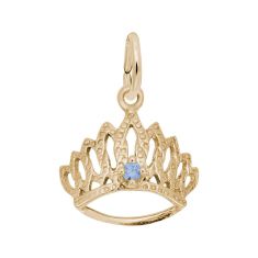 10k Yellow Gold Tiara with March Stone 3D Charm