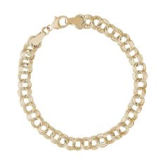 10k Yellow Gold Twisted Triple Link Curb Classic Charm Bracelet