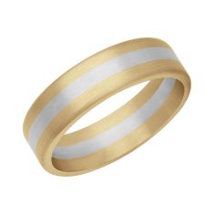 Two-Tone Platinum and 14k Yellow Gold 6mm Fusion Wedding Band